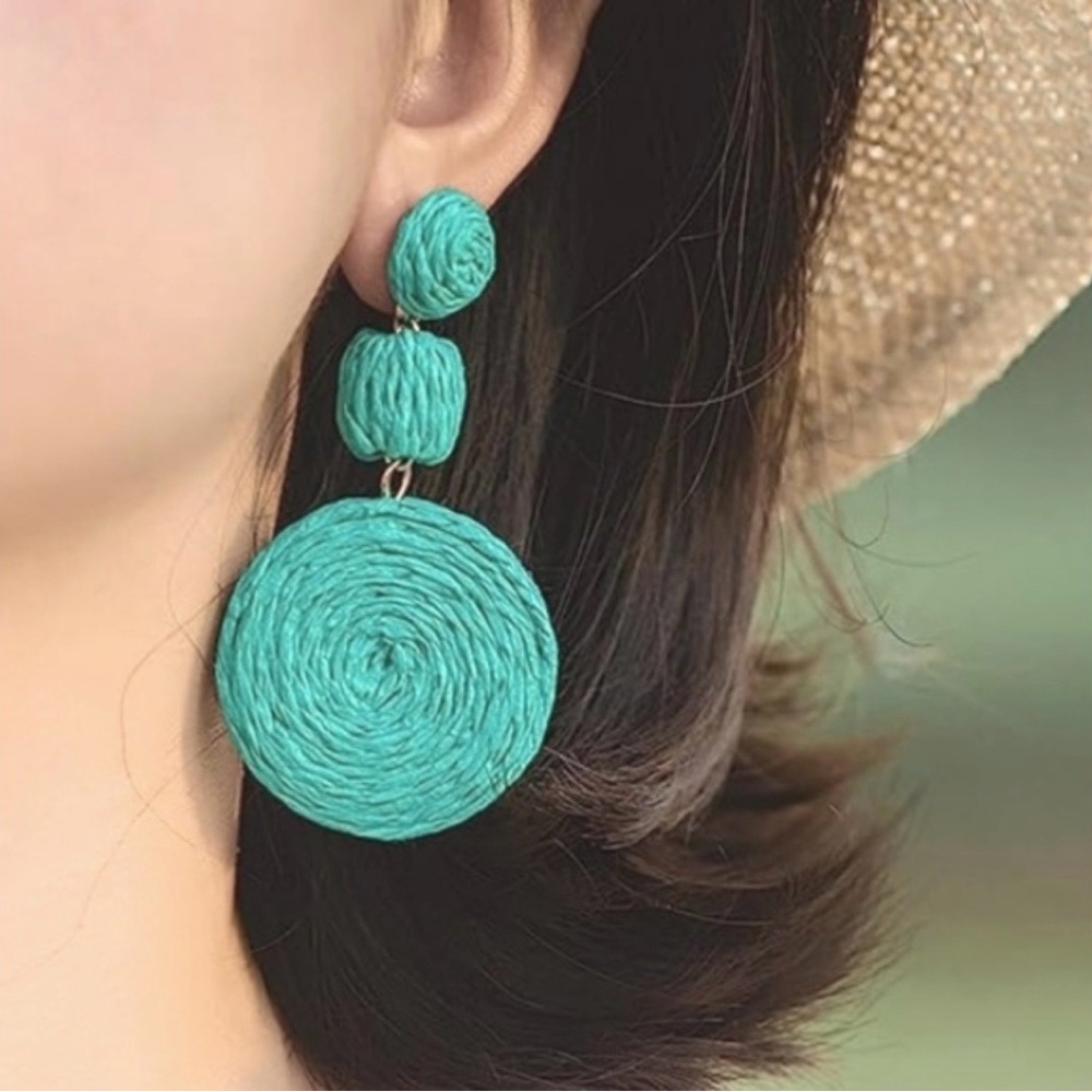 Elegant Turquoise Woven Earrings